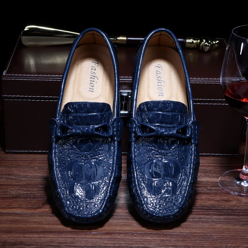 Мужские лоферы из крокодиловой кожи повседневные модельные туфли Верхняя часть