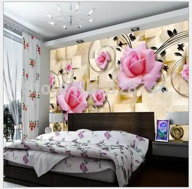 Фотообои на заказ 3d Настенные обои Розовые розы фон для гостиной дивана ТВ