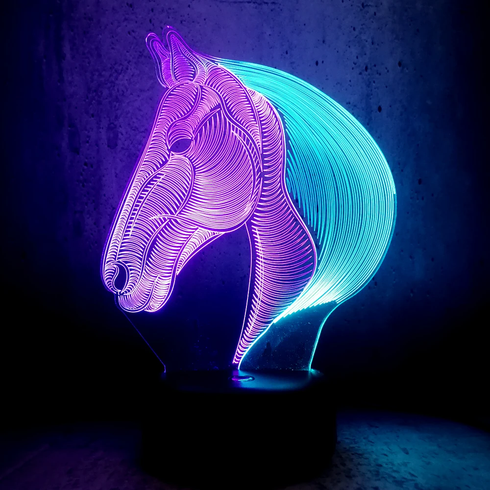 Mixed Color 3D Lamp Night Light Animal Horse Children's Decor Projection LED Table Lava Luminaria Fixtures Desk Lamparas | Лампы и