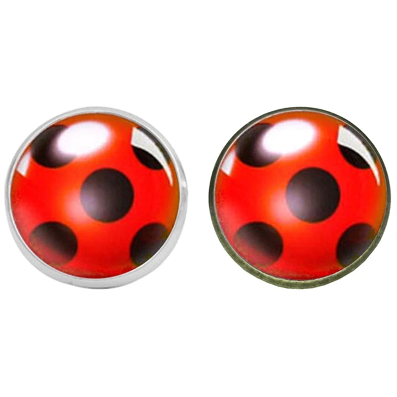 Женские серьги гвоздики в виде божьей коровки сережки горошек для