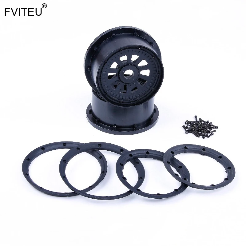 

FVITEU Plastic Wheel hub and rim kit for 1/5 losi 5ive-t rovan LT/SLT truck baja 4wd king motor x2