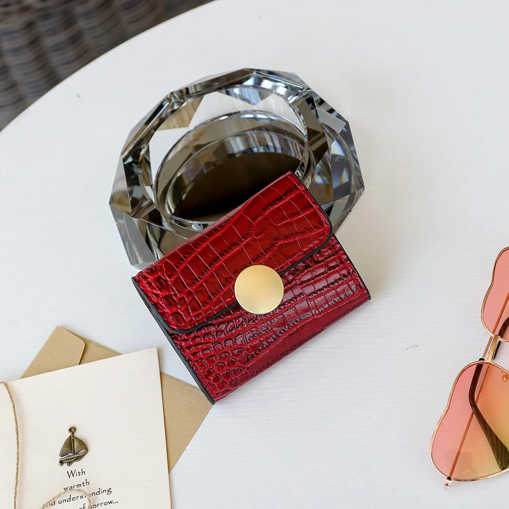 Женский кошелек мини Ретро стиль чистый цвет Аллигатор короткий портмоне