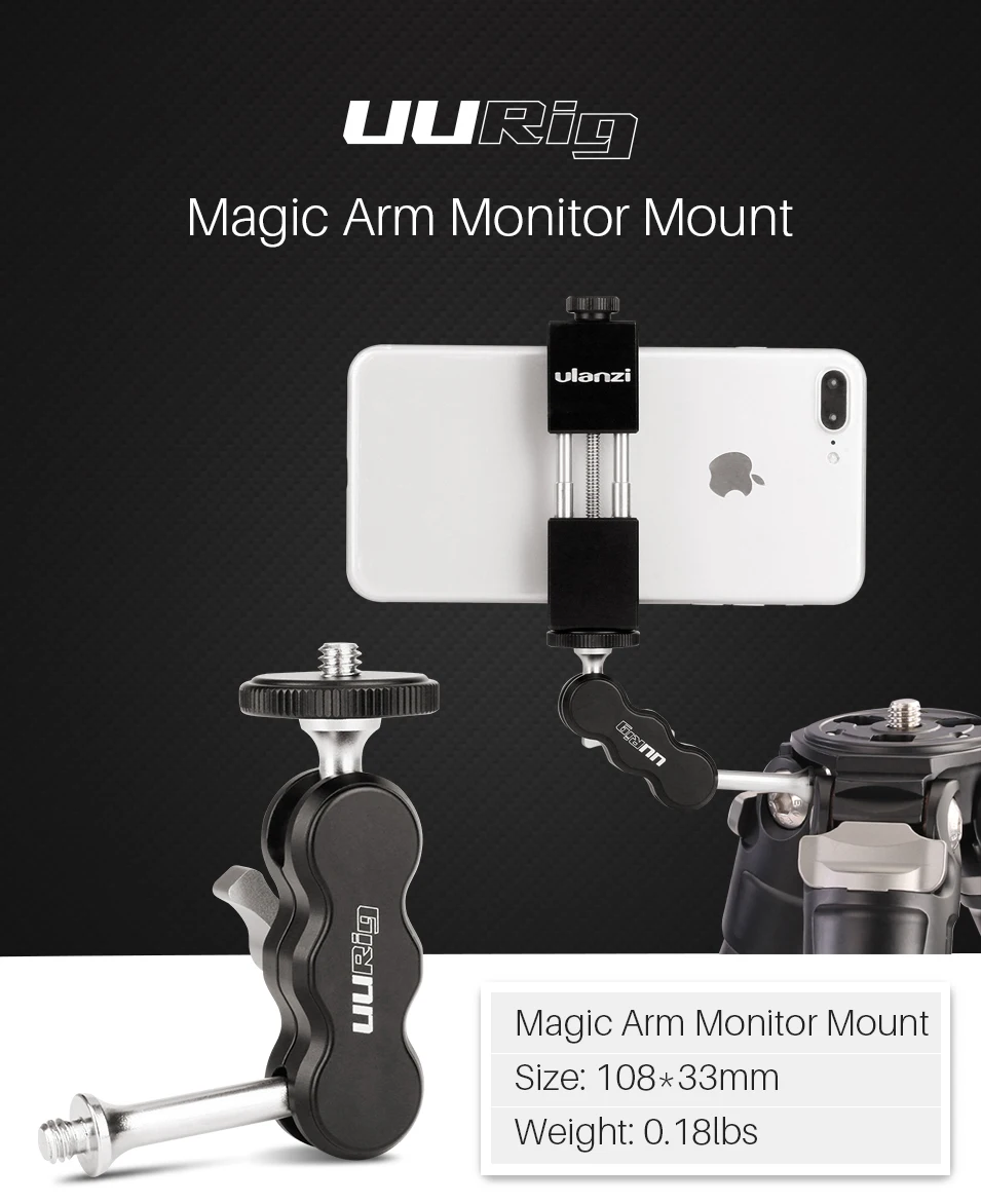 UURig R002 штатив Magic Arm с двойной шаровой головкой шарнирное 1/" винт универсальная камера видео монитор крепление адаптер