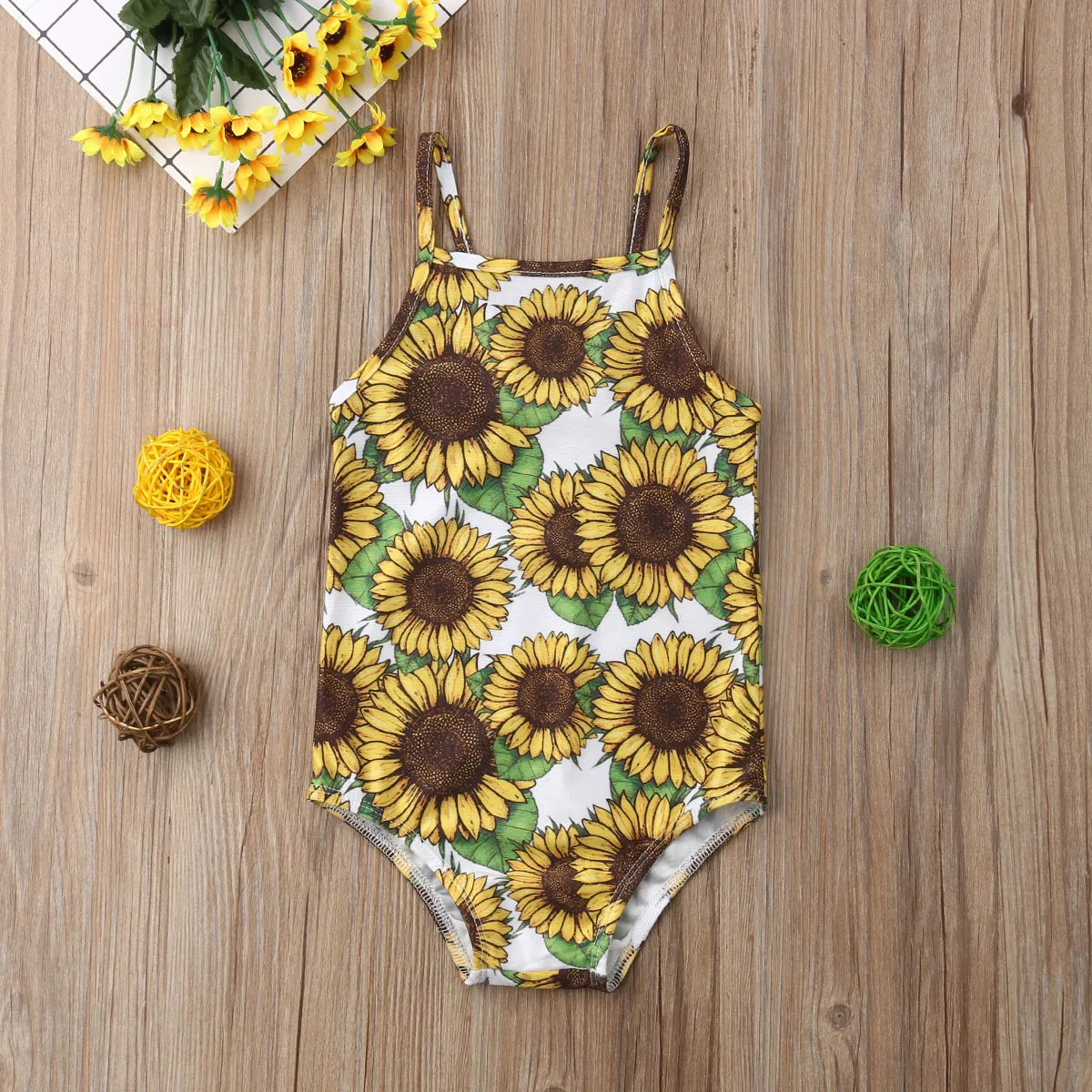 Emmaaby/детский купальник с подсолнухом для маленьких девочек купальный костюм От 2