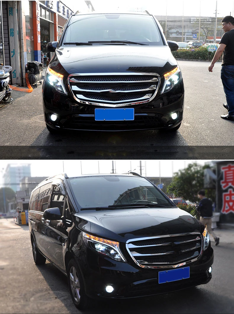 Автомобильный Стильный чехол на голову для Benz vito фары для Benz vito светодиодный фонарь DRL Объектив Двойной Луч Биксенон HID