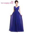 Торжественное платье подружки невесты Королевского синего цвета длинное платье в пол для подружки невесты с v-образным вырезом красное шифоновое платье большого размера Новая мода 2019 H1180