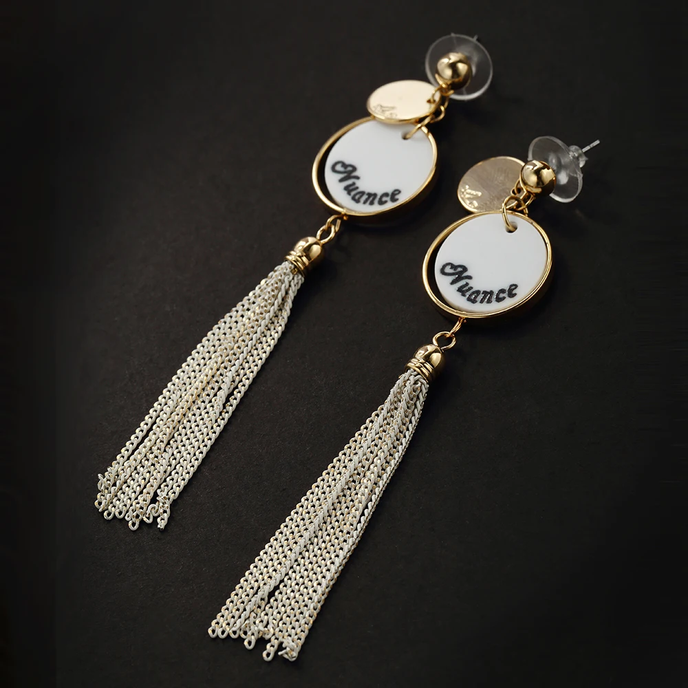 women dangle drop earrings for ladies with round circle chains metal | Украшения и аксессуары