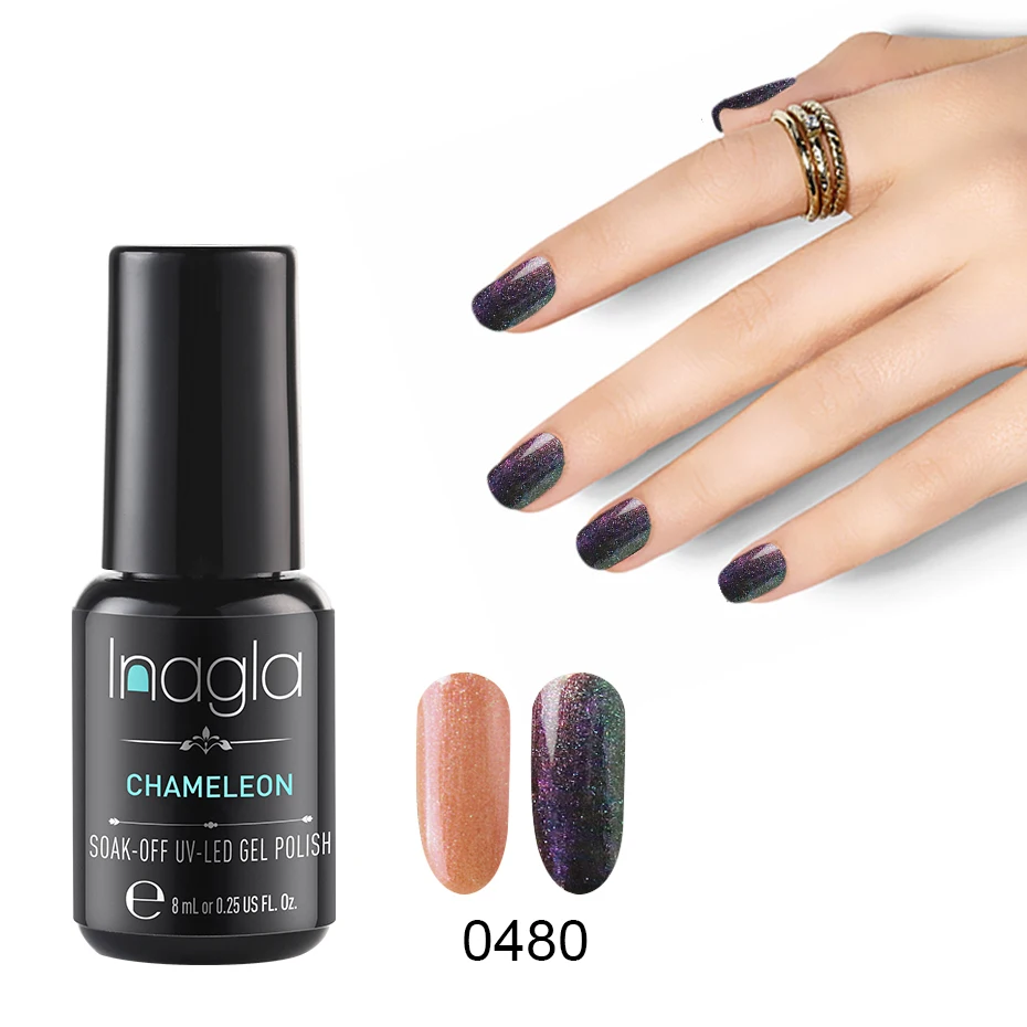Inagla Chameleon Color Nail Gel Polish 8ML Top Base Coat Vernis UV &amp LED Varnishes Lacquer Semi Permanent | Красота и здоровье