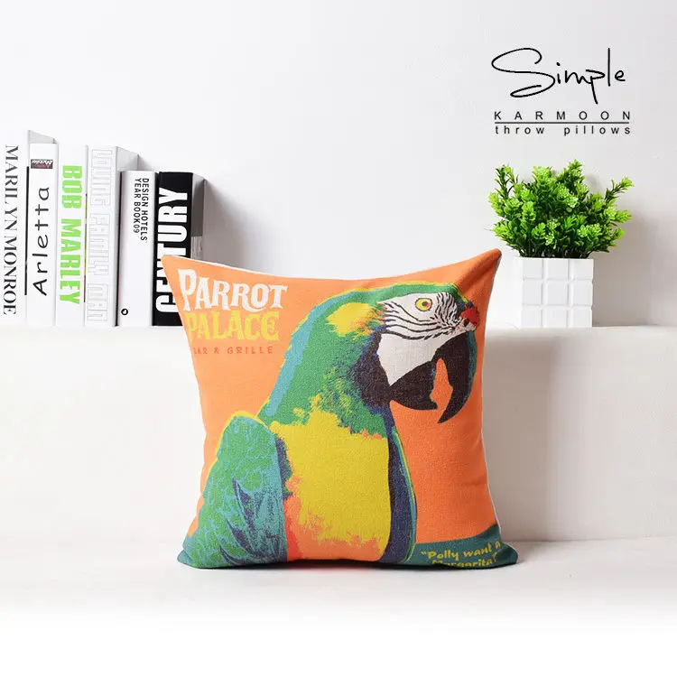 Тропические животные Фламинго Подушка с изображением попугая белье зебра птица