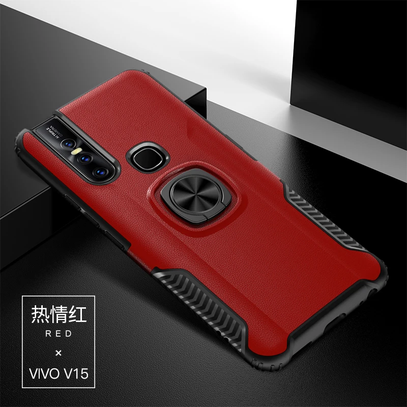 ДЛЯ vivo V15 Pro чехол Роскошный рыцарь Броня задняя крышка для vivo V15 Прочный Гибридный автомобильный держатель Кронштейн чехол для телефона(XS0418 - Цвет: Красный
