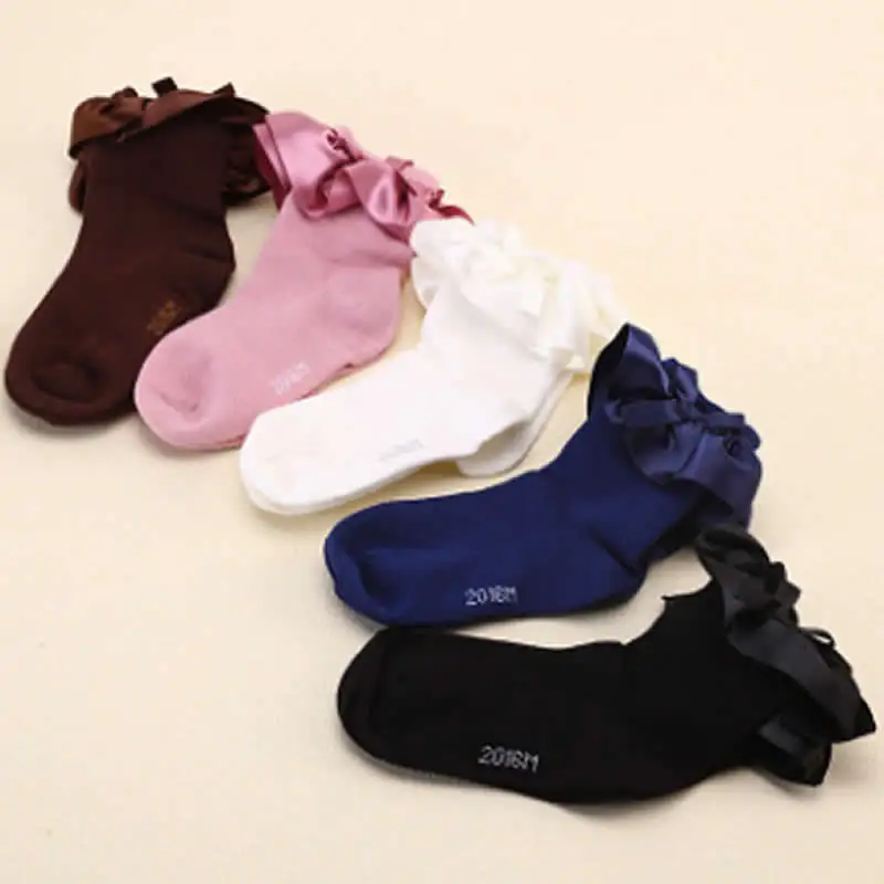 Детские хлопковые кружевные носки на весну и осень для девочек атласные Короткие