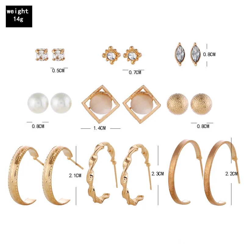 

Bohopan 2019 Fashion Exquisite Stud Earrings Set Elegant Gold Pearl Earrings For Women Female Personality Simple Earring Jewelry