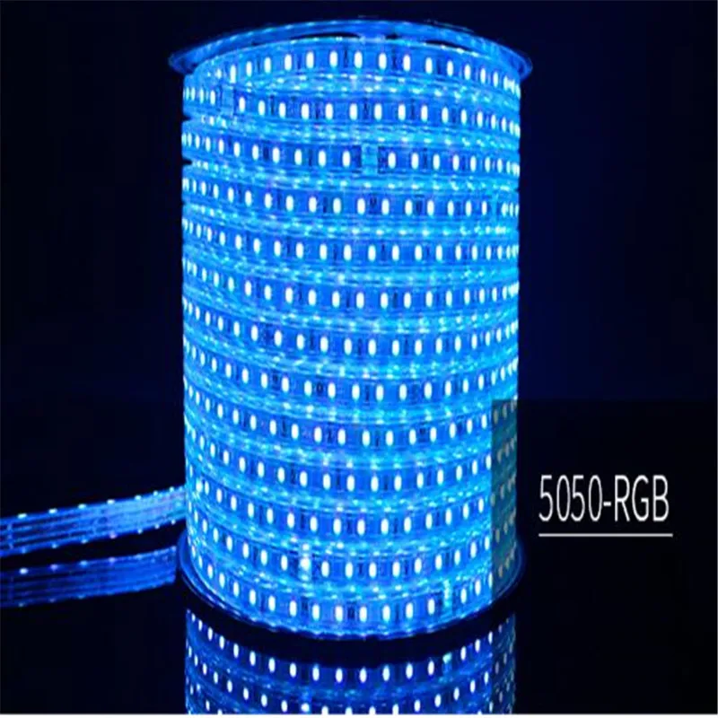 Водонепроницаемая Рождественская Светодиодная лента 220 В 16 цветов RGB с низким энергопотреблением Высокая яркость 60 светодиодный/м IP65 водонепроницаемая светодиодная лента 5050