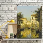 Винтажная картина маслом на холсте водный город Венеция пейзаж, постер, современные настенные картины для гостиной, Декор
