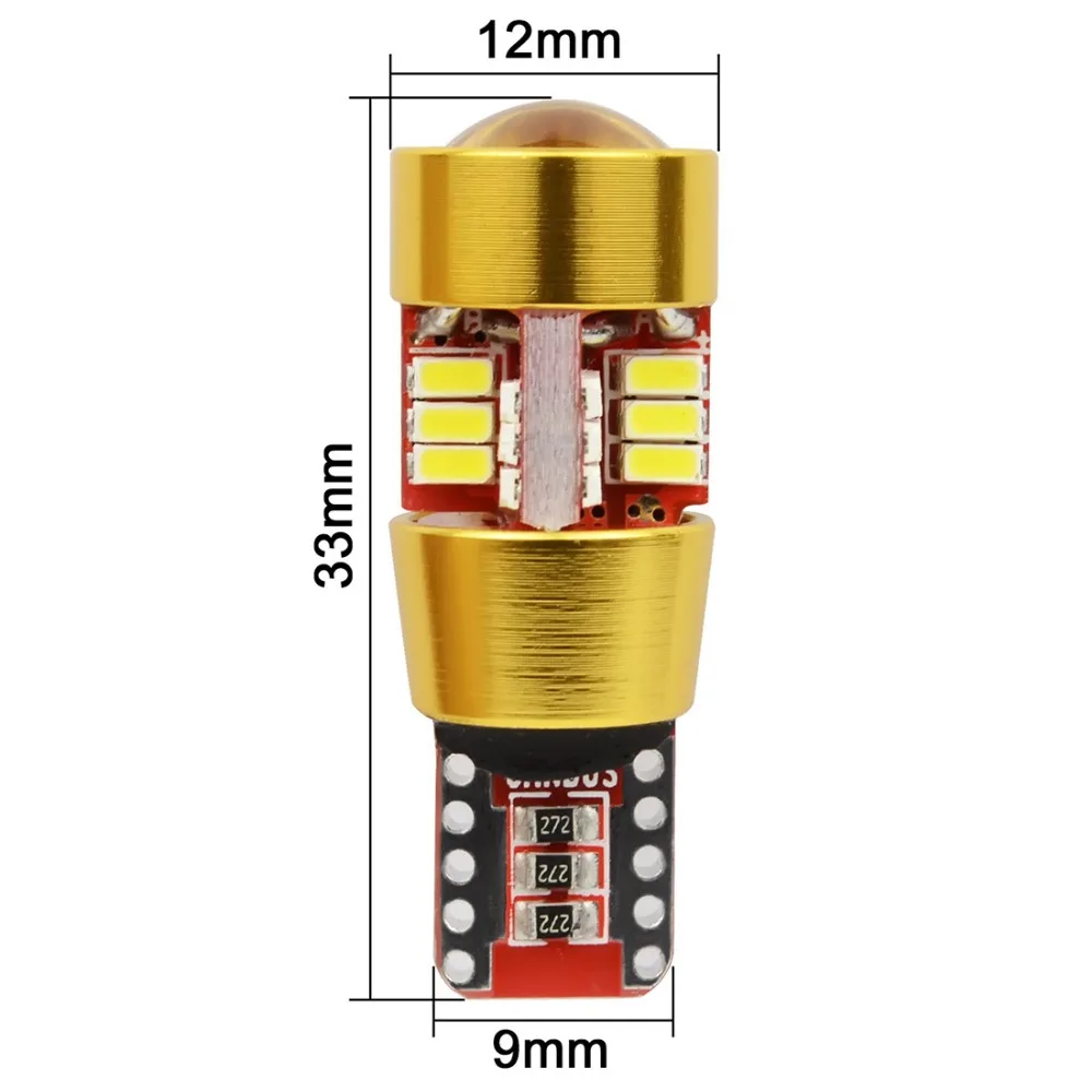 2 шт. Safego T10 27SMD 3014 чипы Светодиодные клиновидные лампы с Len для салона автомобиля