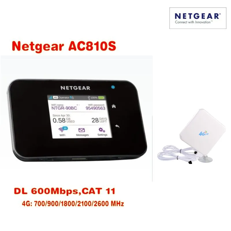 Разблокированный сенсорный экран 2 4 &quotNetgear Aircard AC810S (плюс антенна) Cat11 600 Мбит/с 4GX