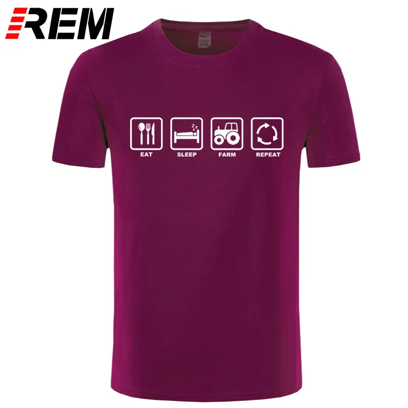 REM, брендовая одежда, едят сон, ферма, повторяют фермеры, фермерский трактор, забавная футболка, футболка, Мужская хлопковая футболка с коротким рукавом, топ, рубашка - Цвет: 5