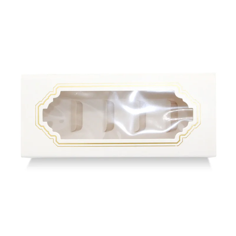 S 5 cakes 10/20Pcs 5/10Grid Macaron Cake Box Windows Paper Tray Bronzing Gift Packaging Box For Wedding Party Chocolate Candy Food Package - Цвет: S 5 cakes
