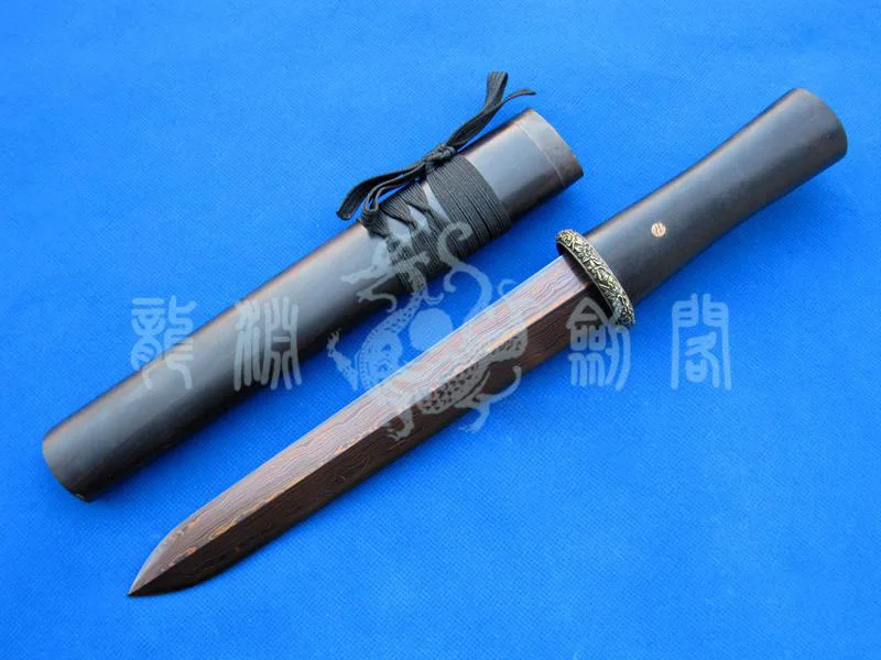 Сварной стальной нож S4342 черный черное дерево красная Дамасская сталь с