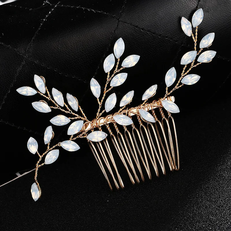 Свадебная расческа для волос SLBRIDAL ручной работы стразы кристаллы жемчуг цветок и