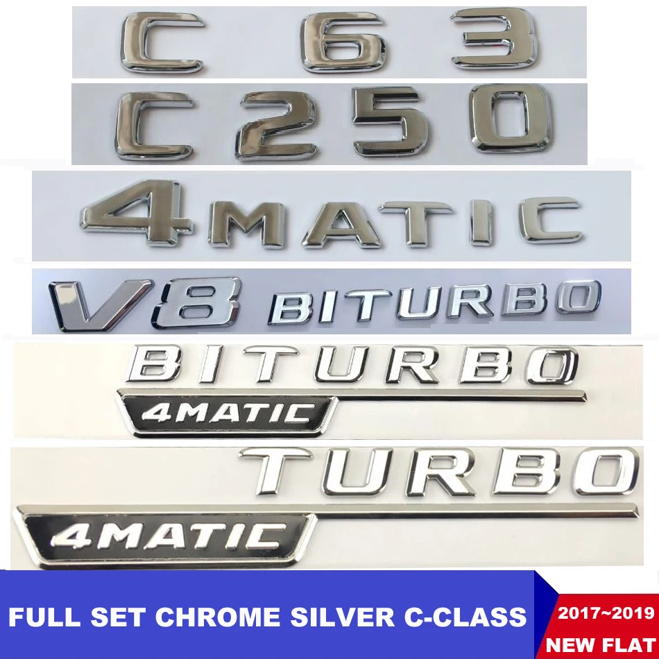 Плоская хромированная эмблема W204 W205 наклейка C200 C250 C300 C350 C63 CLA письмо авто значок