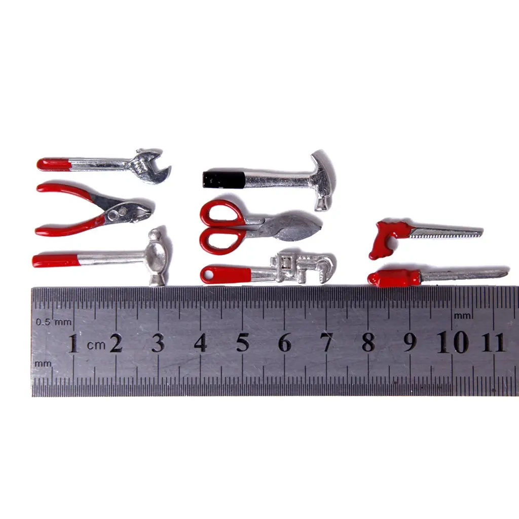 

5 pack 1/12 Dollhouse Miniature Wooden Box with Metal Tool Set