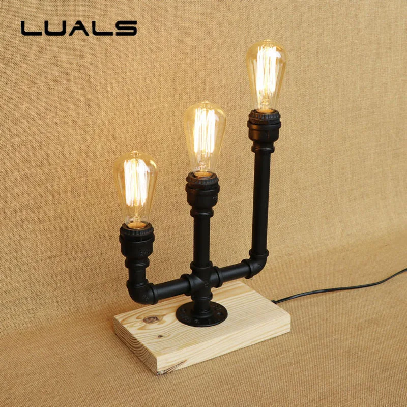 Koop Loft Led Retro Tafellamp Nordic Industriële Deco Mesa Bureaulamp Voor Cafe Bar Edison Bureaulamp 3 Lamp Indoor Art Verlichting