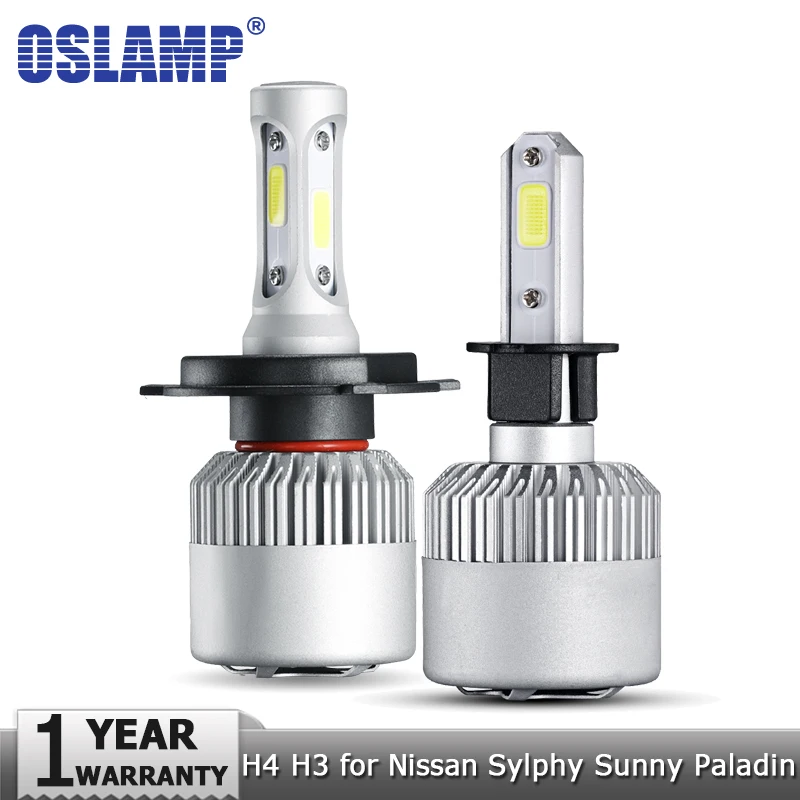 Oslamp H4 Hi-Lo луч Автомобильный светодиодный светильник на голову лампы H3 Светодиодный светильник COB 72 Вт 8000лм авто фары 12 В 24 В для Nissan Sylphy Sunny Paladin