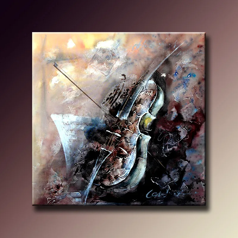 

Noah Abstract Hand Painted Oil Paintings Musical Instruments Violin Art Wall Pictures for Living Room Home Decoration Unframed