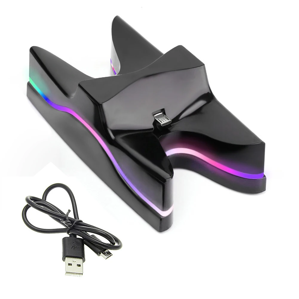 Цветная светодиодная подставка для контроллера PS4 зарядное устройство с двумя