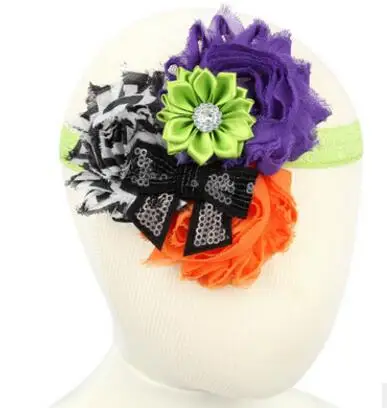 free shipping Baby Child Hair Accessories Pearl Rose chiffon shabby Flower Headwear Stretchy Band Headband | Тематическая одежда и