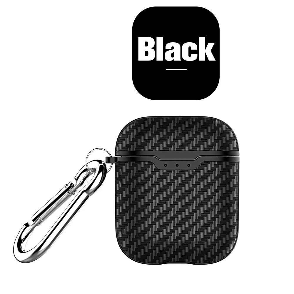 Black Bluetooth беспроводной Чехол для наушников для Apple AirPods чехол из углеродного волокна защитная крышка аксессуары для Air Pods чехол для зарядки - Цвет: Black