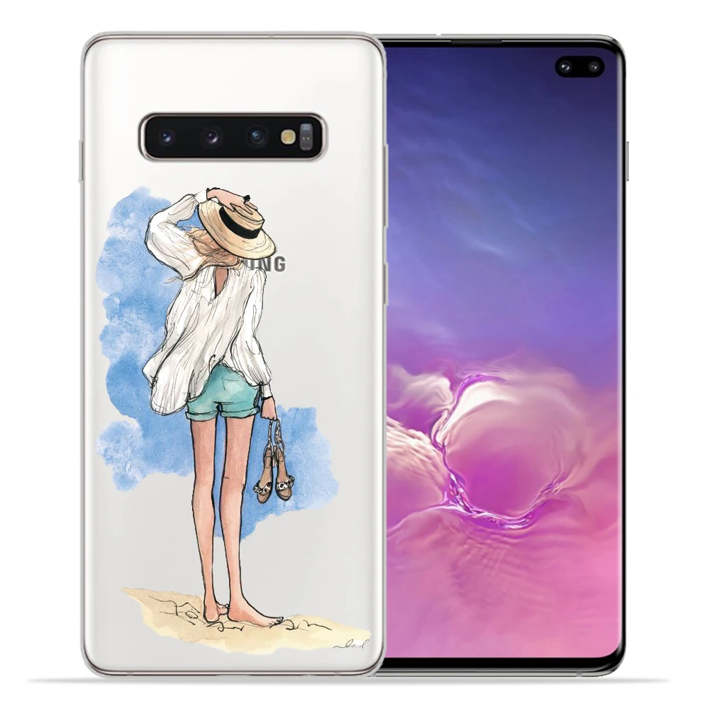 Мягкий силиконовый чехол для Samsung Galaxy S9 S8 S10 Plus S7 S6 Edge Lite модный защитный девушек
