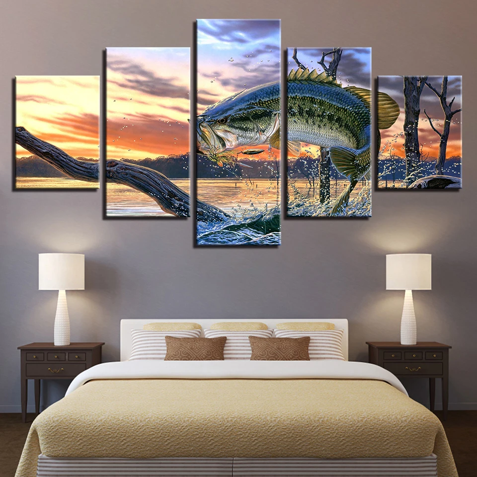Модульные дешевые картины настенные художественные принты 5 панелей животные