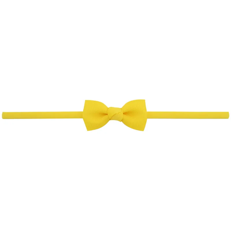 10 Yellow Маленькая мини-лента для новорожденных, повязка с бантом на голову для девочек, эластичные тонкие повязки для волос, детские украшения для волос - Цвет: 10 Yellow