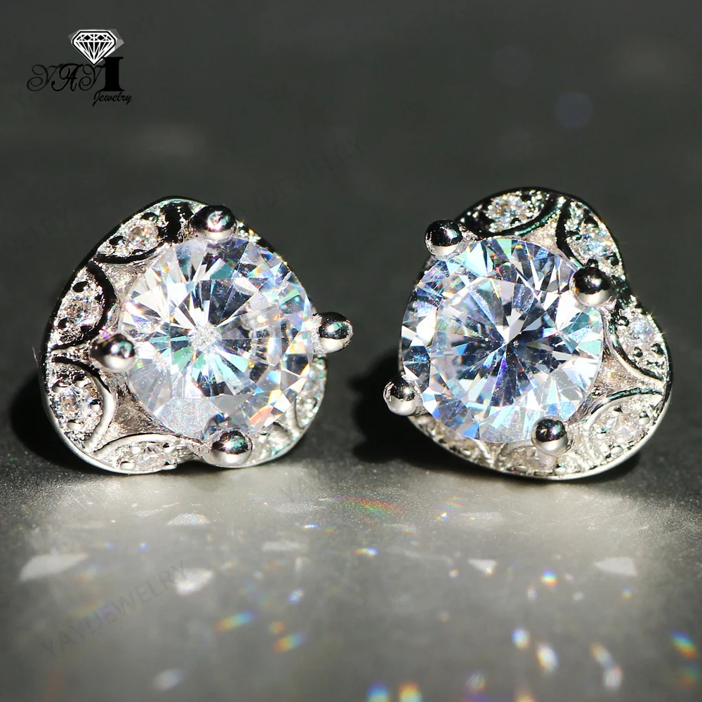 Ювелирные изделия yayi модные серьги принцессы с 5 7ct белым цирконием серебристого