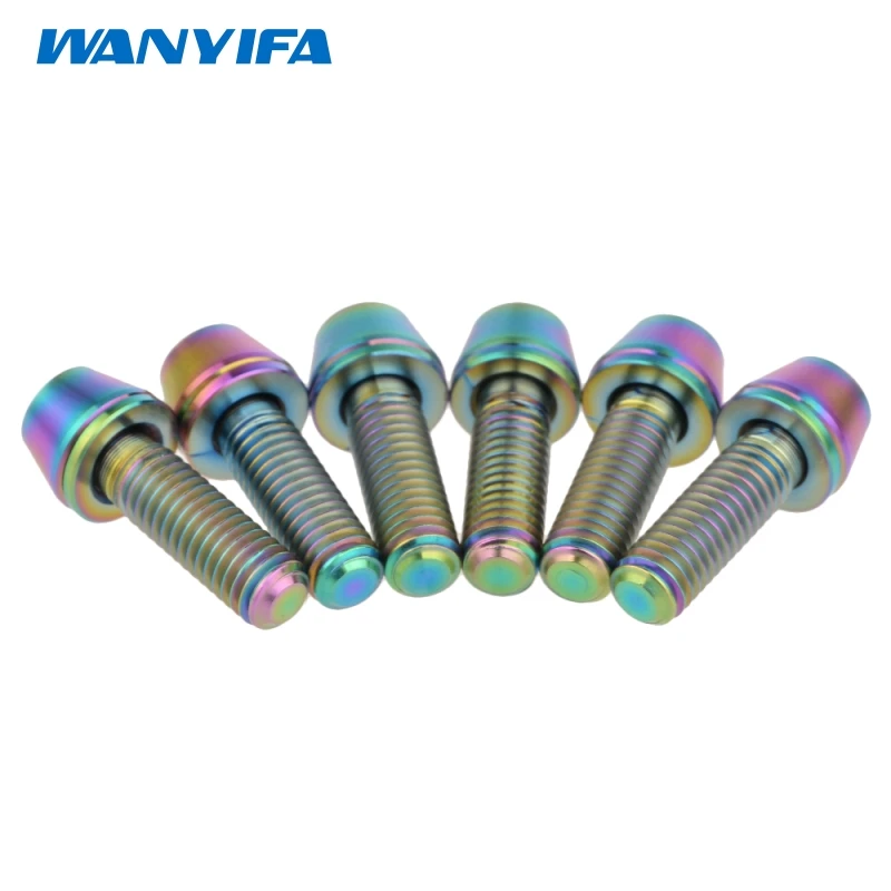 6 шт M5X16mm винты из титанового сплава золота Конус колпачки титановые для