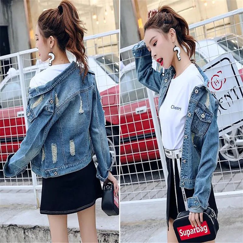 Весенняя и Осенняя Новинка 2018 тонкая джинсовая куртка большого размера с