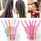 Спиральные повязки для волос для девочек, 6 шт., радужные цвета, эластичные повязки на голову для укладки волос, аксессуары для волос