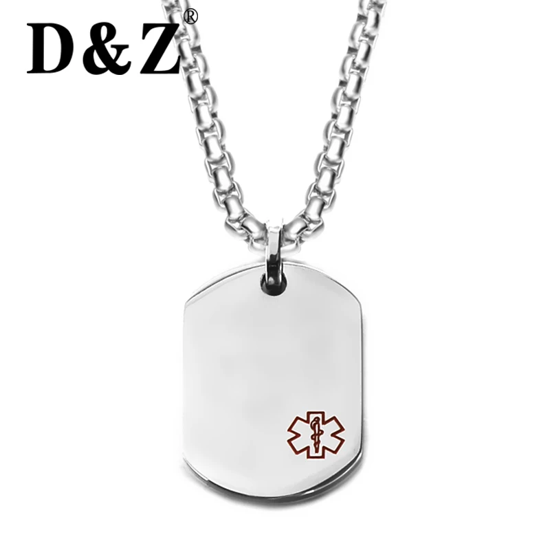 D &amp Z мужское ожерелье из нержавеющей стали медицинское оповещение ID Dog Tag с