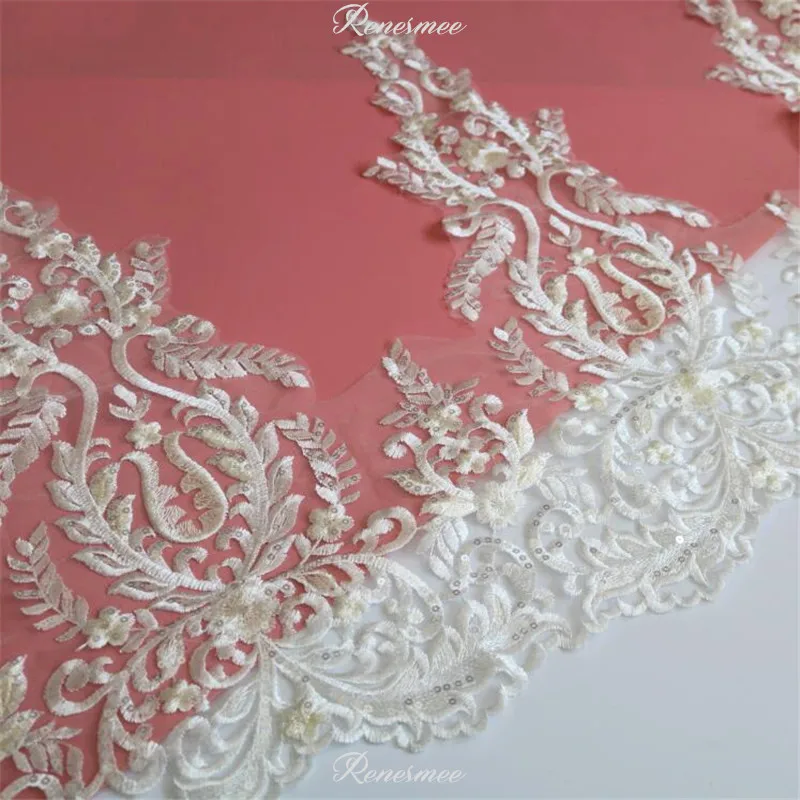 3Yards Ivory mix Champagne Sequins Wide Polyester Embroidery Lace Trim for Bridal Wedding Gown Tail Costume Design 52cm SX307 | Дом и сад