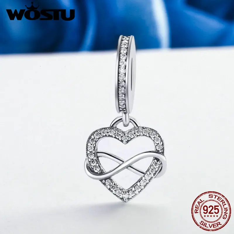 WOSTU New Design 925 Sterling Silver infinite Love Dangle Bead Fit Original WST Charm Bracelet Pendant Jewelry Gift DXC261 | Украшения и