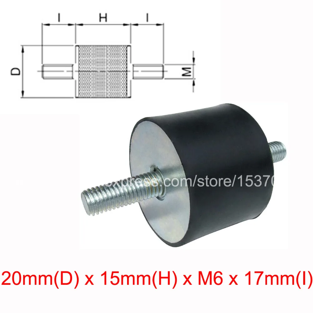 

2PCS VV type anti-vibration rubber shock damper damping pad 20mm(D) x 15mm(H) x M6 x 17mm(I)