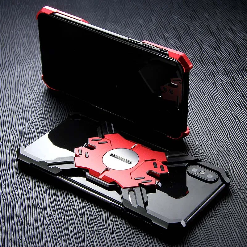 Для iphone 6 6s 7 8 Plus чехол-бампер Модный Роскошный металлический противоударный чехол для iphone x xr xs max универсальная защита с - Цвет: black red