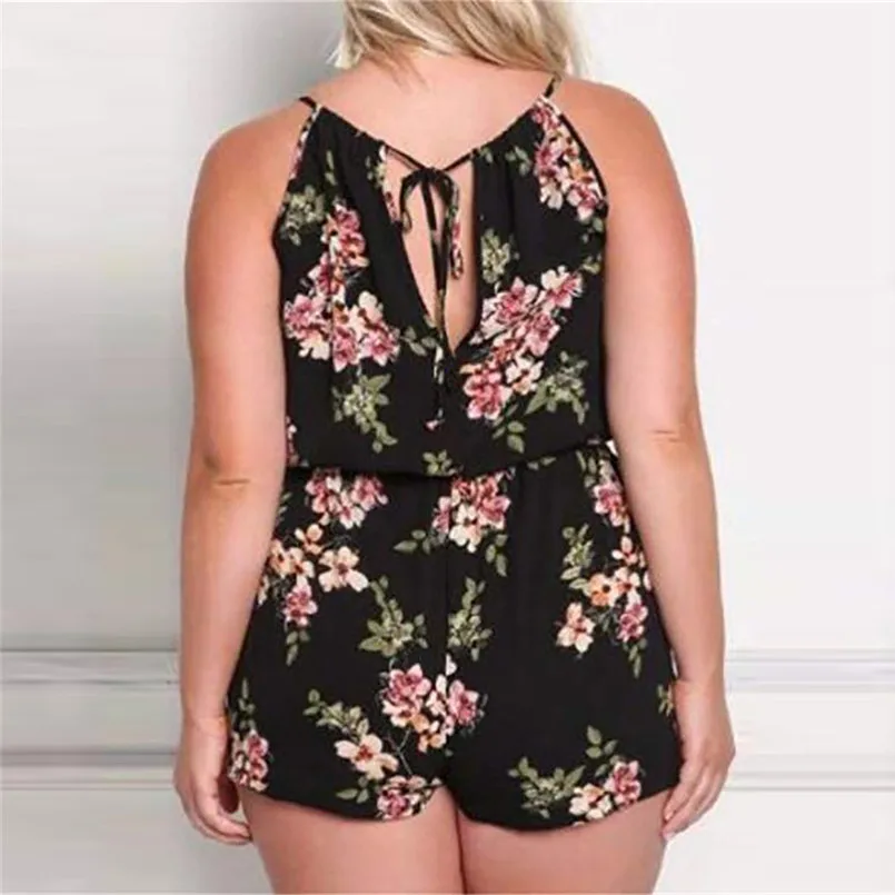 Женские комбинезоны без рукавов с круглым вырезом короткие большого размера