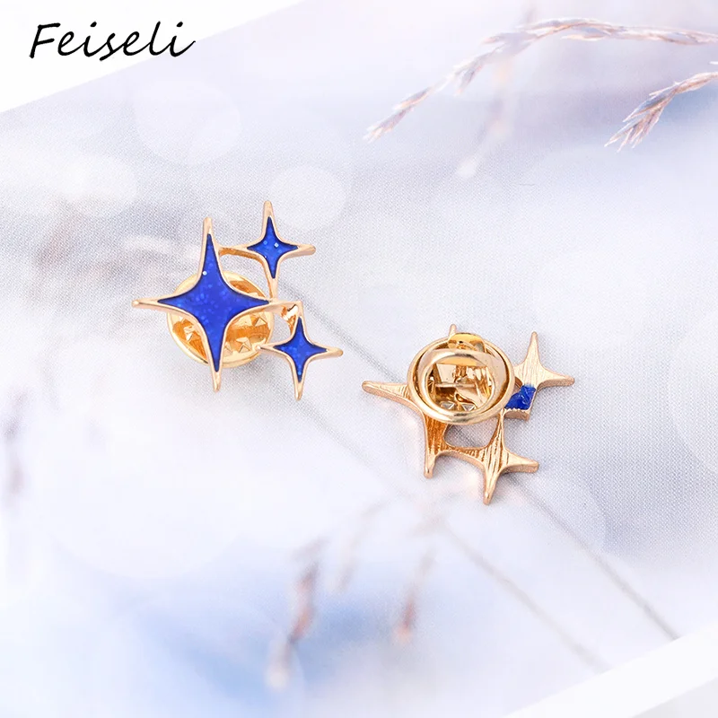 Feiseli Brand New Colorful Shiny Prismatic Pencil Shape Stars Brooch For Women Lovely Mini Metal Cartoon Corsage Gift | Украшения и