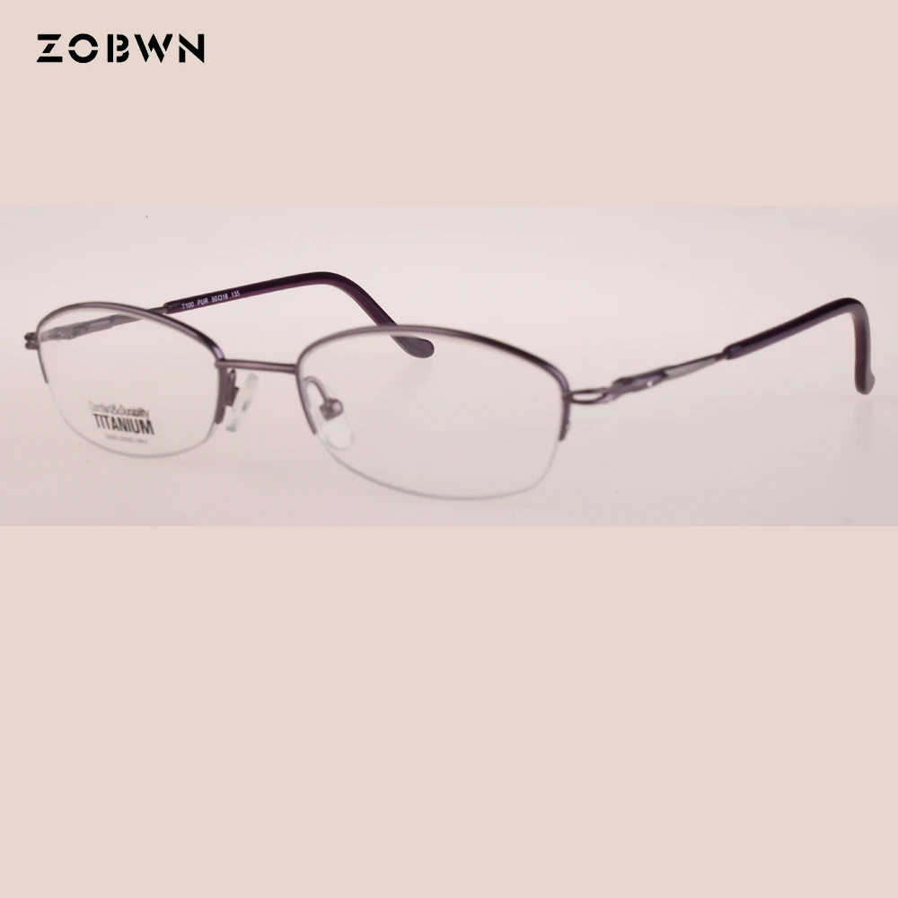 Женские титановые очки ZOBWN унисекс светильник с полуободком коричневый