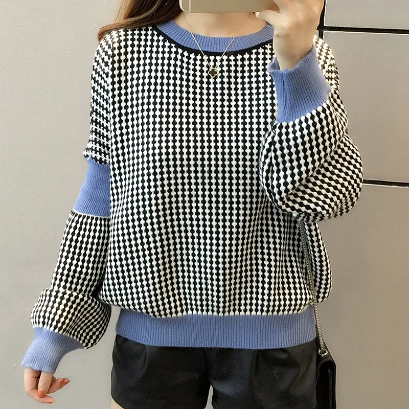 GIGOGOU High Quality Striped Women Autumn Winter Sweater Thick Lantern Sleeve Knitted Pullover and Loose Female Jumper | Женская одежда
