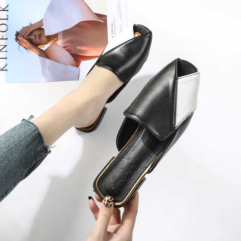 Уличная модная домашняя обувь с открытым носком женская Mujer женские лоферы без