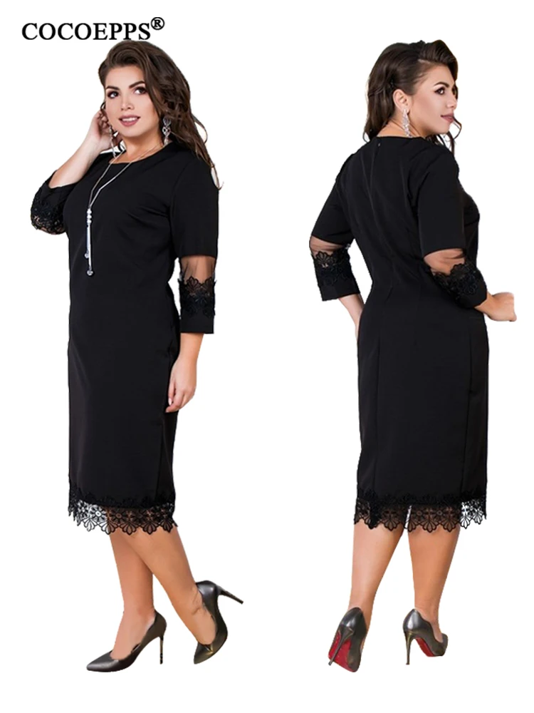 COCOEPPS, женское платье, летнее, размера плюс, кружево, 5XL, 6XL,, повседневное, большой размер, сетка, офисное, Дамское, элегантное, вечерние, лоскутное, платье